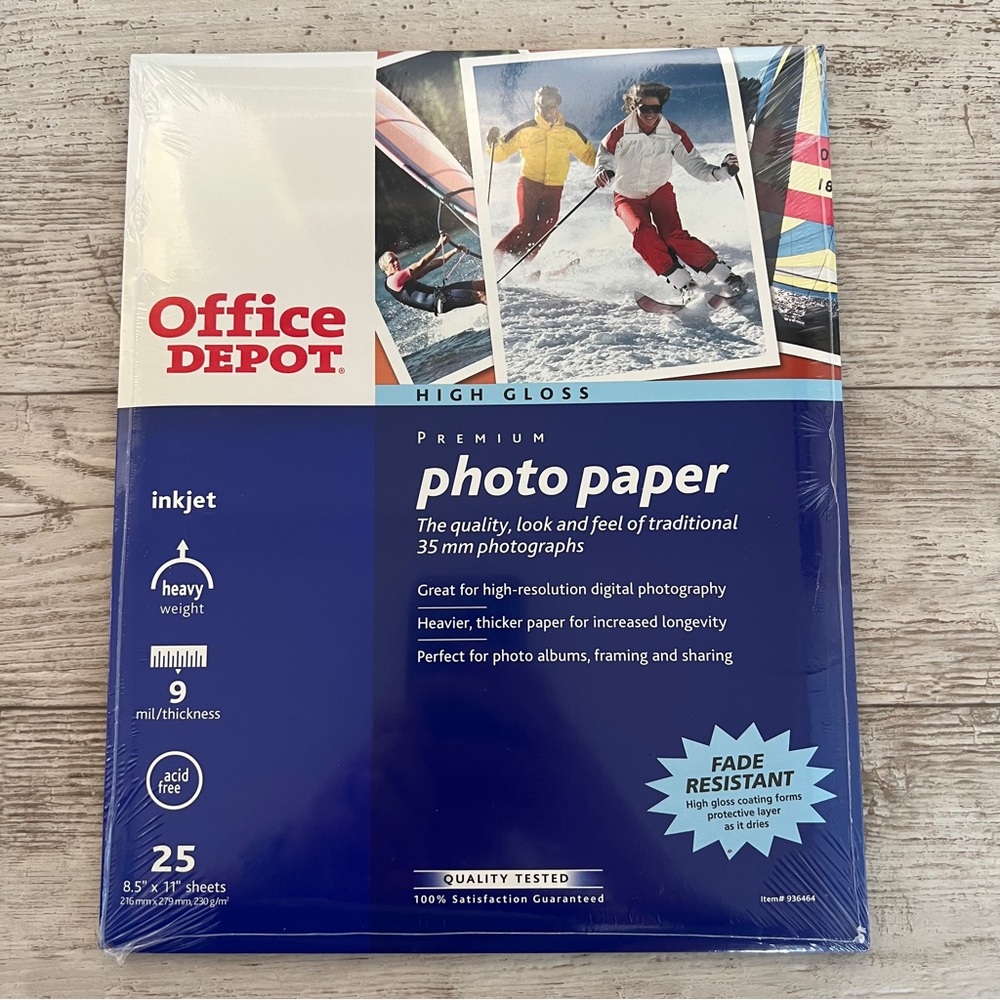 Office Depot Premium Photo Paper, Glossy, Letter Size, 3 packs of 25 sheets - Picture 3 of 4